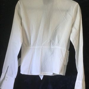 D & Y White textured wrap around blouse size XL